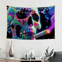 FCXZI   Blacklight Skull Tapestry UV Reactive  Glow In The Dark Tapestry Halloween Funny Skeleton Tapestries Posters Wall Hanging for for Bedroom Living Room Dorm 60*40in