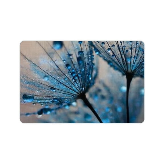 FCXZI Blue Flower Water Droplets Diatom Mud Non-Slip Bath Mat 24x16in