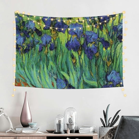 FCXZI Blue Irises Grass Tapestry Wall Hanging 100% Polyester 4 Sizes 60*40in