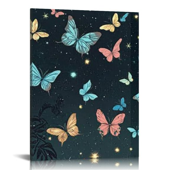 FCXZI Butterflies Stars Magic Realism Canvas Wall Art Decor 12x16in