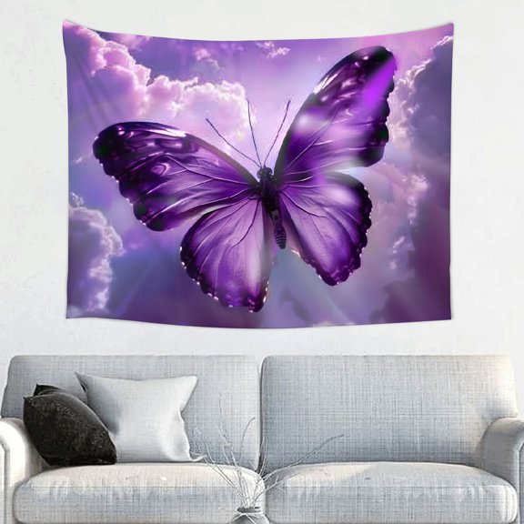 FCXZI Butterfly Clouds Purple Print Tapestry Wall Art Home Decor 40*30in