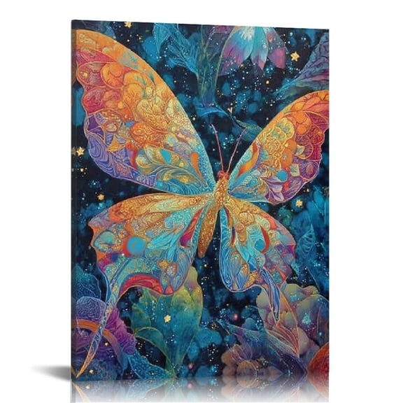 FCXZI Butterfly Colorful Magic Canvas Print Wall Art Home Decor 12x16in