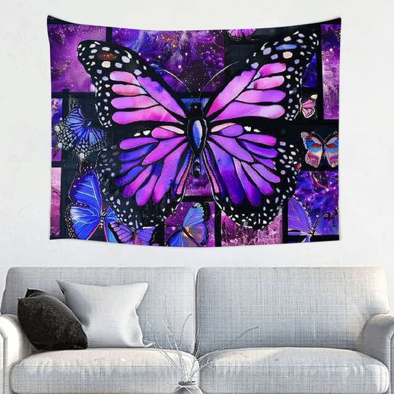 FCXZI Butterfly Pattern Mosaic Gothic Art Tapestry Wall Hanging 40*30in