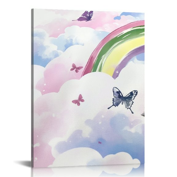 FCXZI Butterfly Rainbow Clouds Canvas Wall Art Home Decor 12x16 12x16in