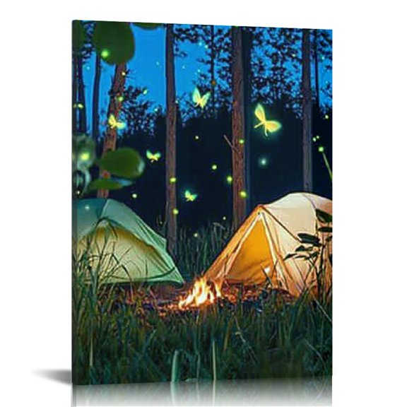 FCXZI Campfire Fireflies Canvas Wall Art Modern Home Decor Prints 12x16in