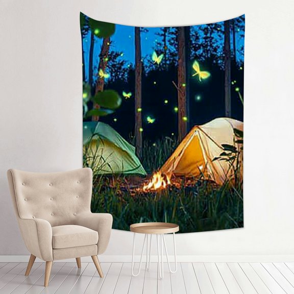 FCXZI Campfire Fireflies Print Tapestry Wall Art for Home Decoration 30*40in