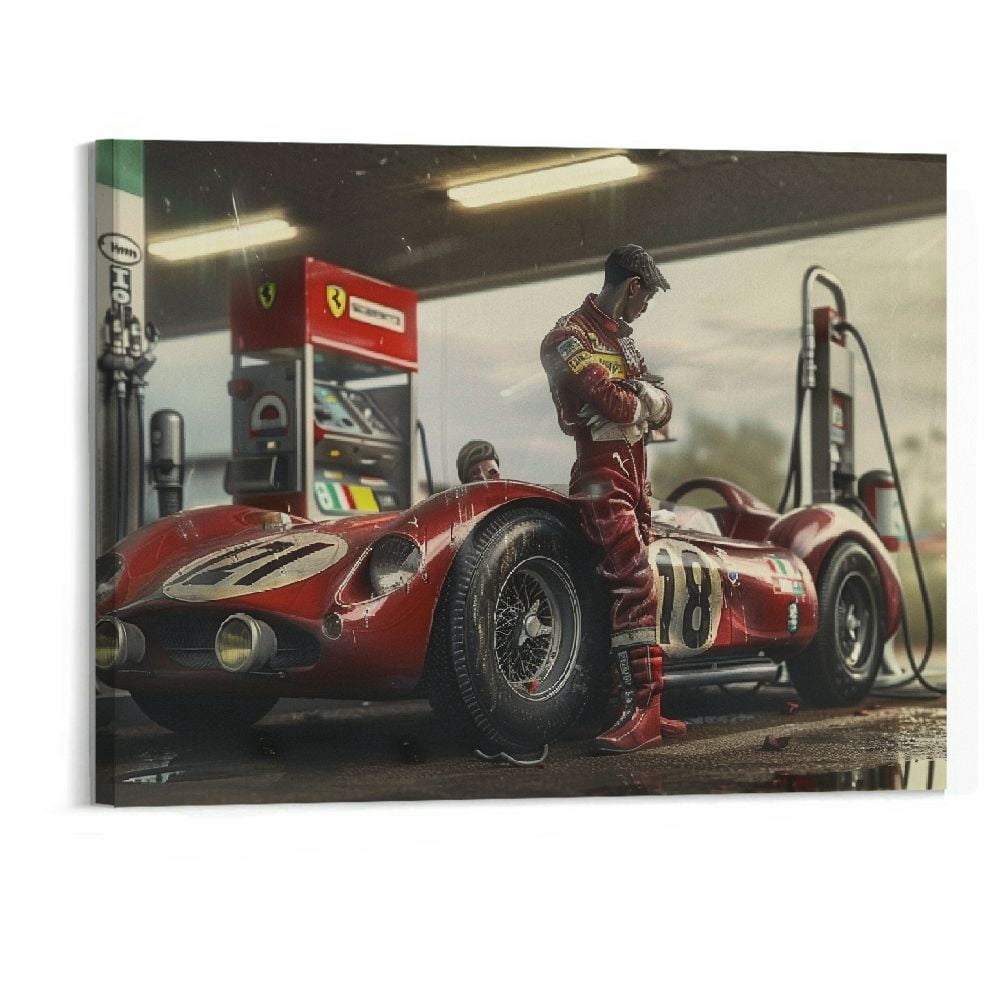 FCXZI Canvas Painting Vintage Car Poster Classic Racing F1 Race Car