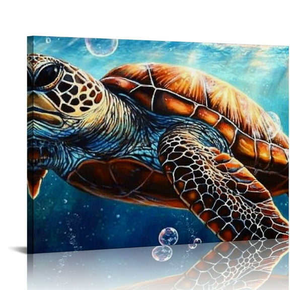FCXZI Canvas Wall Art For Bedroom Office Wall Decor, Brown Sea Turtle Wall Decorations For Living Room Painting Pictures Artwork For Modern Prints Home Decor 16x12in