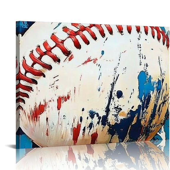 FCXZI Canvas Wall Art For Bedroom Office Wall Decor, Colorful Blue Sport Baseball Wall Decorations For Living Room Painting Pictures Artwork For Modern Prints Home 16x12in