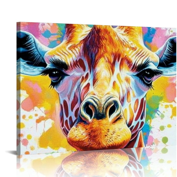 FCXZI Canvas Wall Art For Bedroom Office Wall Decor,  Giraffe Graffiti Wall Decorations For Living Room Painting Pictures Artwork For Modern Prints Home Decor 16x12in