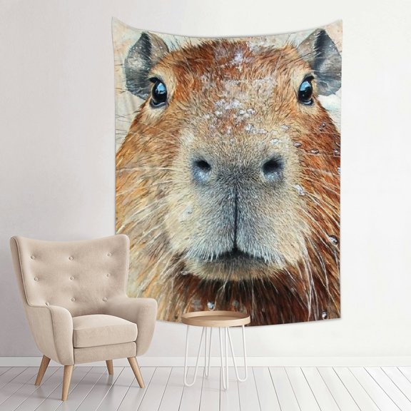 FCXZI Capybara Water Droplets Wall Hanging Tapestry 100% Polyester 30*40in