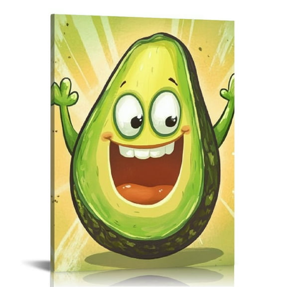 FCXZI Cartoon Avocado Canvas Prints Wall Art Decor For Bedroom Kitchen Living Room Office - Home Decor Pictures for Bathroom 12x16in