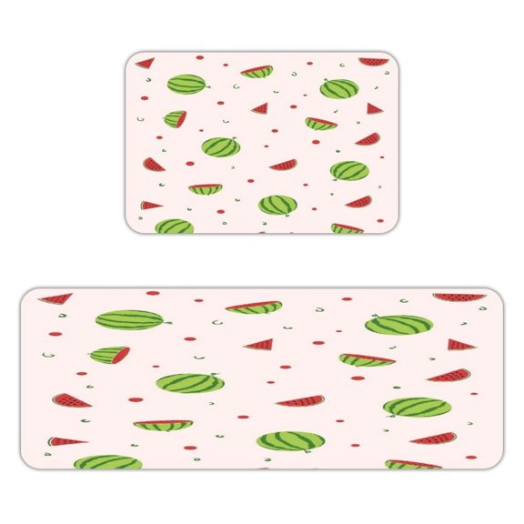 FCXZI Cartoon Watermelon Pattern Kitchen Mats for Floor, Sets of 2, Soft Washable, Clear Print, Non Skid Waterproof Kitchen Rug for Sink Floor Sink Laundry Bar Office Room Home Cooks