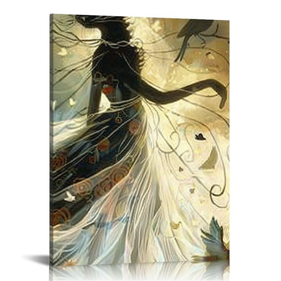 FCXZI Cat Canvas Wall Art - Vintage Cat Art for Bedroom Wall, Cat Painting Wall Decor, Elegant Dancing Cat Pictures Canvas Print Cat Ready To Hang 16x20in