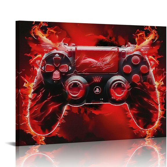 FCXZI Cat Design Flames Art Modern Canvas Prints Wall Decor for Home Bathroom Ready To Hang Room Art Decor 20x16in