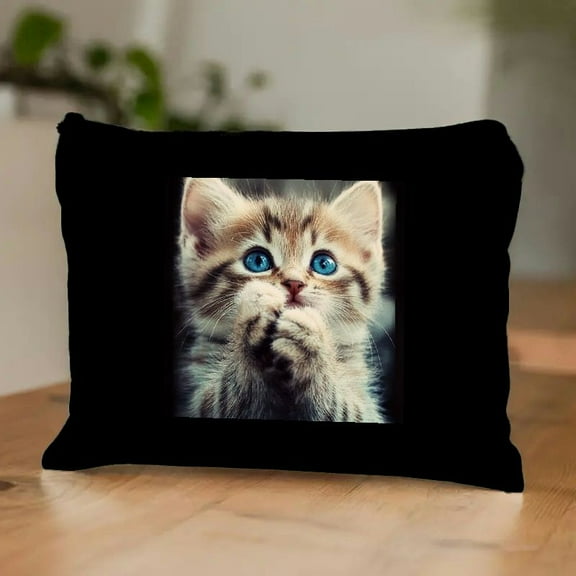 FCXZI Cat Makeup Bags Makeup Organizer, Cute Cat Animal Pet Cat  Toiletry Bags Travel Cosmetic Bag Makeup Purse Pouch Skincare Bag Wallet Bags For Women Female Mom Daughter Black