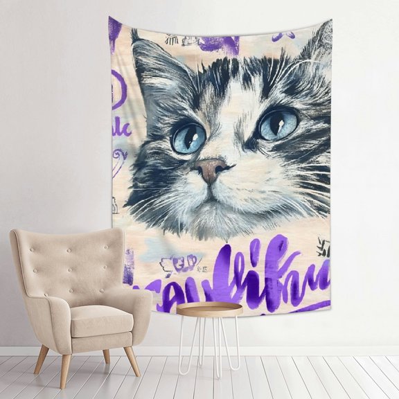 FCXZI Cat Quote Tapestry Wall Hanging for Living Room Bedroom Dorm 30*40in
