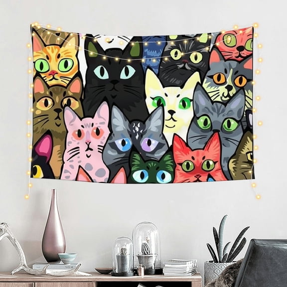 FCXZI Cats With Different Colored Eyes Tapestry Wall Art Home Decor 60*40in