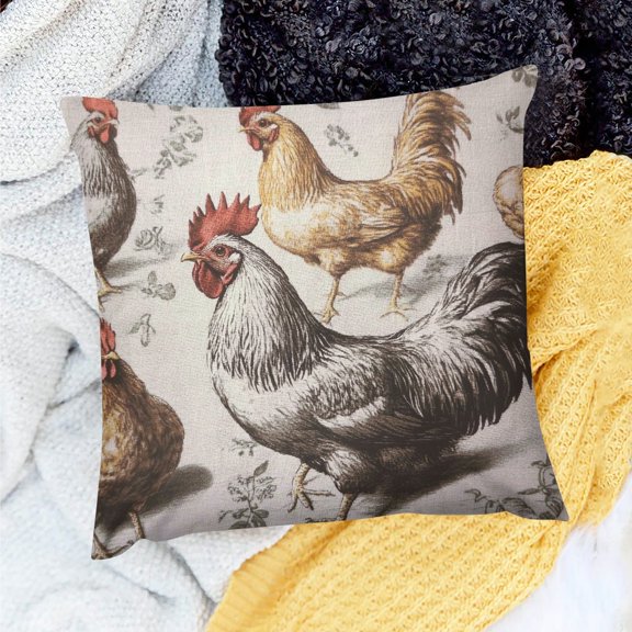 FCXZI Chickens Decor Holiday Pillow Case for Home Sofa Couch Linen 20x20in