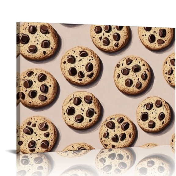 FCXZI Chocolate Chip Cookies Art Modern Canvas Prints Wall Art Decor for Home Ready To Hang 16x12in