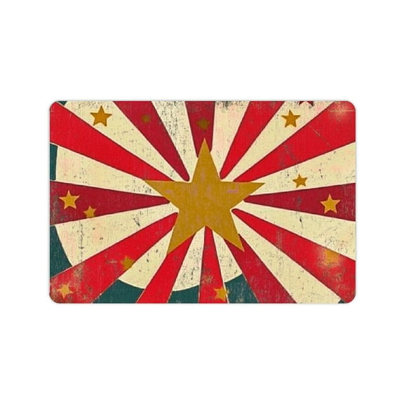 FCXZI Circus Bathroom Bath Mat Vintage Carnival Red Star Sunbeam Entertainment Performing Arts Bath Mat Door Mat Non Slip Rubber Backing Bathroom Floor Mat for Bath Sink Shower Floor Mat 24x16in