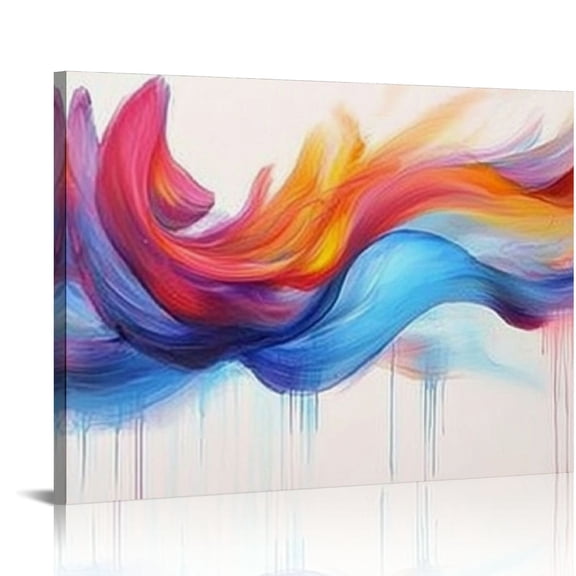 FCXZI Colorful Abstract Canvas Wall Art Bright Multicolor Artwork Color Blocks Splash Modern Contemporary Clouds Canvas Painting Colorful Wall Decor for Living Room Bedroom Dining Room 20x16in