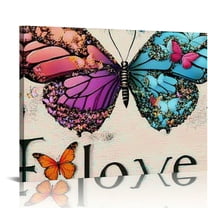 FCXZI Colorful Butterfly Wall Art Bible Verse Faith Love Hope Wall Decor Pink Butterfly Inspirational Pictures Canvas Prints  Modern Painting Artwork For Girl Bathroom Kitchen Living Room
