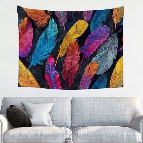 FCXZI Colorful Feathers Pattern Tapestry Wall Hanging for Bedroom 40*30in