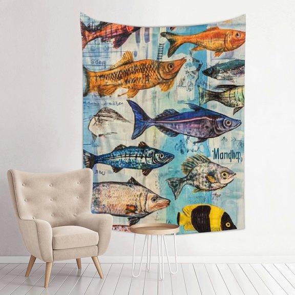 FCXZI Colorful Fish Wall Art Tapestry Decorative Wall Hanging 30*40in
