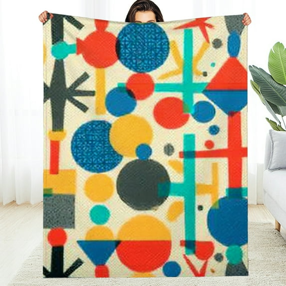 FCXZI Colorful Pattern Geometric Shapes Flannel Blanket, Lightweight 30*40in