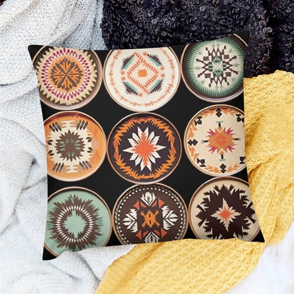 FCXZI Colorful Plates Holiday Pillow Case for Home Sofa Couch Linen 24x24in