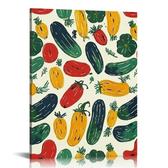 FCXZI Colorful Vegetables Pattern Canvas Wall Art Decor 12x16 12x16in