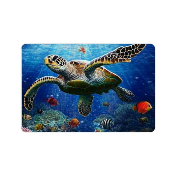 FCXZI Coral Reef Theme Diatom Mud Bath Mat for Home Use, Quick Drying & Absorbent, Rubber Backing, Easy Storage, Super Water Absorption 24x16in