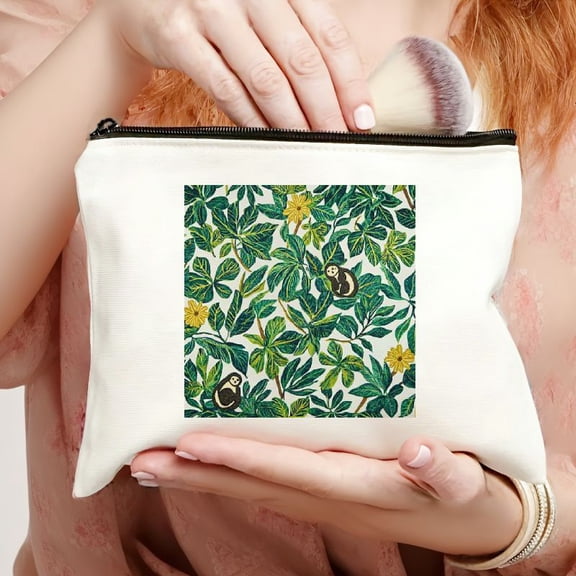 FCXZI Cosmetic Bag for Women, Adorable Roomy Makeup Bags Travel Water Resistant Toiletry Bag Accessories Organizer Sloth White