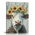thumbnail image 1 of FCXZI Cow With Flower Crown Canvas Print Wall Art Home Decor 12x16in, 1 of 5