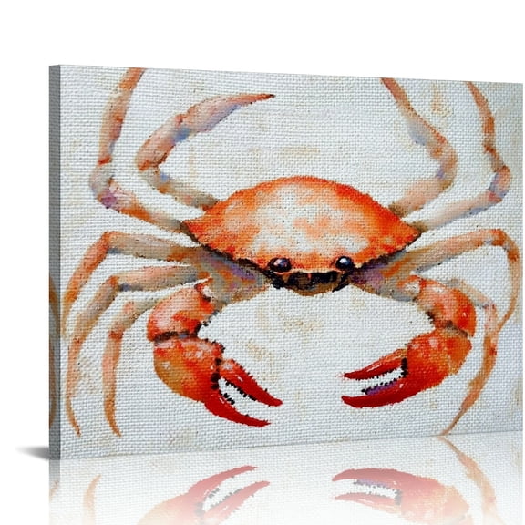 FCXZI Crab Art Modern Canvas Prints Wall Decor For Bedroom Kitchen, Ready To Hang Home Art Decor 16x12in