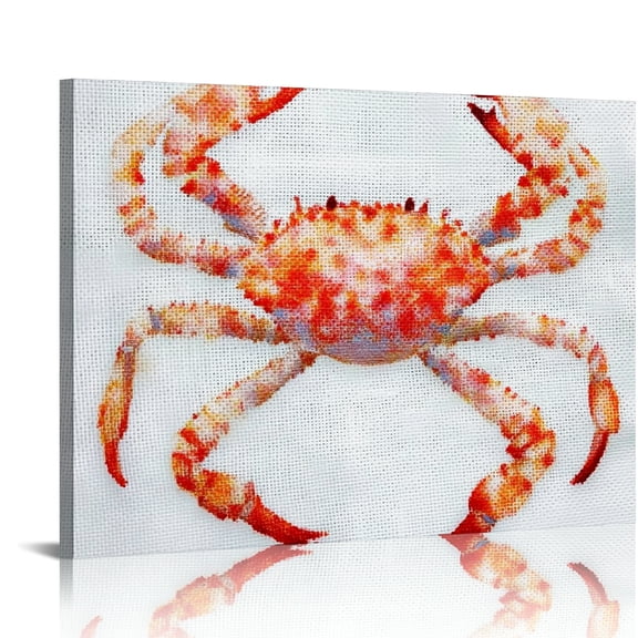 FCXZI Crab Theme Canvas Wall Art Decor for Home Living Room Bedroom Kitchen Bathroom Office Salon, Perfect Gift for Wedding Anniversary Christmas 16x12in