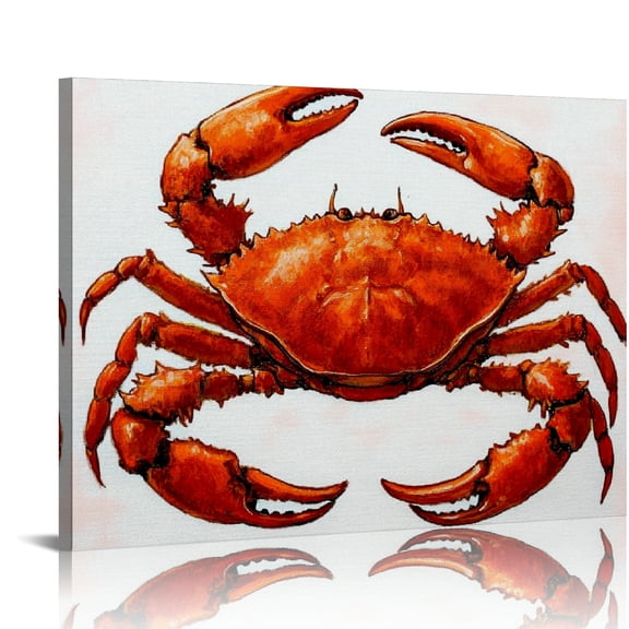 FCXZI Crab Theme Canvas Wall Decor for Bathroom Bedroom Kitchen, Ready To Hang Room Home Art Decor, Great Gift Idea for Various Occasions 16x12in