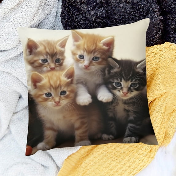 FCXZI Cute Cat Pillow Cases Made from 100% Linen for Home Sofa Couch 18x18in