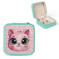 thumbnail image 1 of FCXZI Cute Cat Travel Jewelry Box for Necklace, Ring, Earring - Friendship Day & Mother's Day Gift Green, 1 of 5