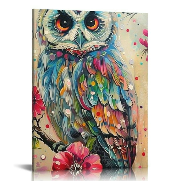 FCXZI Cute Owl   Indoor art wall decoration Indoor art wall decoration home is suitable for living room, bedroom, office, dining room, club decoration, can hang canvas hanging paintings 12x16in