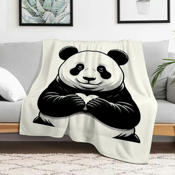 FCXZI Cute Panda Fuzzy Flannel Blanket Lightweight Cozy Gift 40x50in