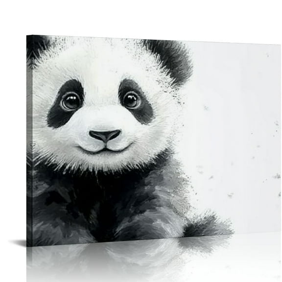 FCXZI Cute Panda Pictures Wall Art Watercolor Animal Canvas Prints Wall Decor Wildlife Animals Portrait Modern Artwork for Living Room Kids Room Bedroom Canvas paintings 16x12in