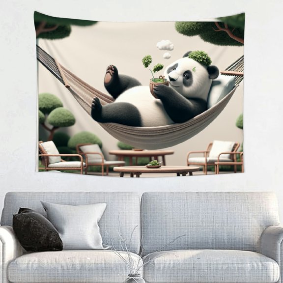 FCXZI Cute Panda Tea Party Wall Tapestry Art for Home Decoration 40*30in