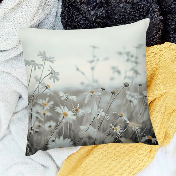 FCXZI Daisies Throw Pillow Cover Farmhouse Decor for Sofa Couch 18x18in