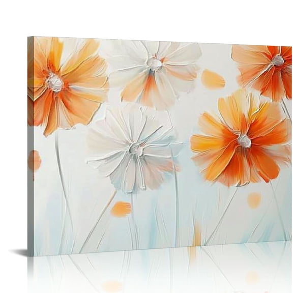 FCXZI Dandelion Canvas Wall Decor Floral Painting White Bloosom Artwork for Living Room Bedroom Bathroom Home Office Decor  Ready to Hang  16x12in