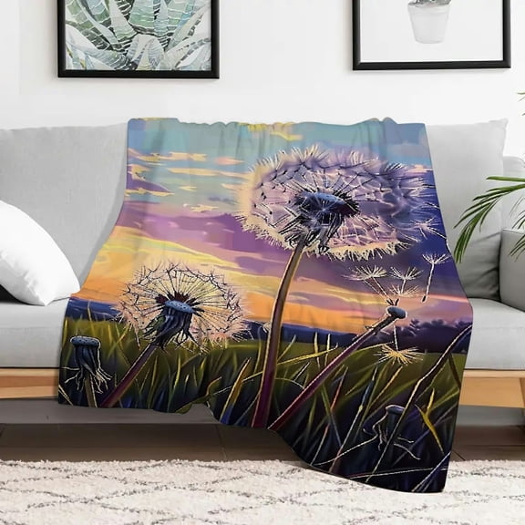 FCXZI Dandelion Grass Sunset Flannel Blanket for Couch Bed Sofa 30x40in