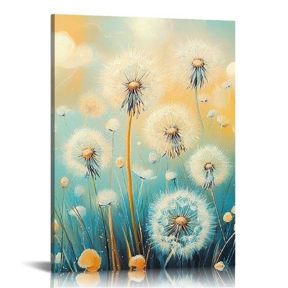 FCXZI Dandelions Grass Canvas Wall Art Decor for Home Living Room Bathroom Bedroom Office - Ready to Hang 12x16in