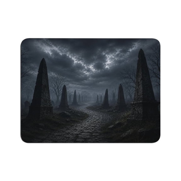 FCXZI Dark Cemetery Obelisk Path Mouse Pad, Square Smooth Surface Desk Mat, Stitched Edge for Office, Laptop, Computer, Home,