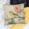 thumbnail image 1 of FCXZI Decor Holiday Pillow Case Bird Flowers Farmhouse Decor for Home Sofa Couch Linen 100% - Set of 1 Pillow Covers 18x18in, 1 of 5